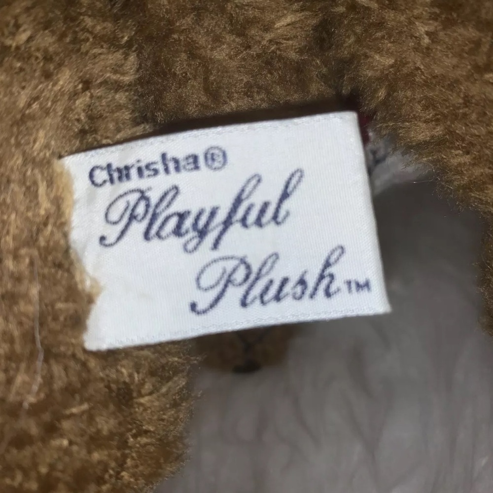 Vintage 1988 Chrisha Playful Plush Brown Teddy Bear 8" Knitted Sweater D1 - Picture 6 of 6